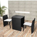  3-Dijelni bistro set od poliratana s jastucima crni Cijene
