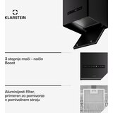 Klarstein Nexture viseća otoôna kuhinjska napa | A++ | 40 cm | 661 m³/h | Crna | shoptok.hr