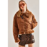 Bianco Lucci Women's Laminated Leather Coat with Side Belt 2248 Cene