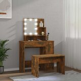 Set toaletnog stolića LED boja hrasta od konstruiranog drva Smeđa 86.5 x 35 x 136 cm | Shoptok.si