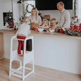 Kinder Home Montessori Toranj edukativna stolica sa crnom tablom i podesivom visinom, bela, za decu od 1-4 godine | ePonuda.com