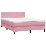 Krevet s oprugama i madracem ružičasti 140x210 cm baršunasti | shoptok.hr