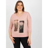 Fashion Hunters Light pink cotton blouse with large print Cene