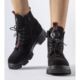 Gemre Black ankle boots decorated with red piping Monrency | Shoptok.si