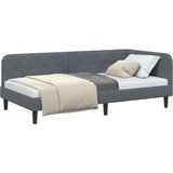 vidaXL Kotna postelja z vzglavjem Temno siva 90 x 200 cm Žamet | Shoptok.si
