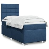 vidaXL Box spring postelja z vzmetnico modra 100x200 cm blago | Shoptok.si