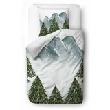 Butter Kings Bijelo/zelena posteljina za krevet za jednu osobu od pamučnog satena 140x200 cm In the Woods -