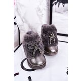 Kesi Children's Snow Boots Insulated With Fur Dark Grey Aurora | Shoptok.si