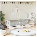vidaXL Otroški posteljni okvir s predali bel 90x190 cm trdna | Shoptok.si