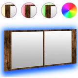 Furnova LED kopalniška omarica z ogledalom dimljeni hrast 100x12x45 cm, (21947163) | Shoptok.si