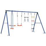  Set vanjskih ljuljački Šareni Čelik i PE - Crvena Hanging sjedište + trapez + ljestve + ljuljačka | shoptok.hr