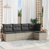 Maison Chic Seti vrtnega pohištva - Vrtna garnitura - Vrtni pohištvo set 5-delna z blazinami siv poli ratan, (21817083) | Shoptok.si
