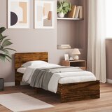  Okvir kreveta bez madraca s uzglavljem boja hrasta 90x190 cm | shoptok.hr