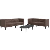 vidaXL Komplet Chesterfield kavčev 2-delna rjavo umetno usnje | Shoptok.si