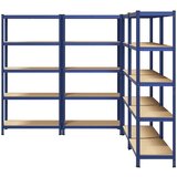 vidaXL Regal s policami 5-nadstropni 4 kosa modro jeklo in inž. les | Shoptok.si