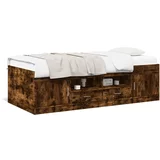 vidaXL Dnevni krevet s ladicama boja dimljenog hrasta 90x200 cm drveni