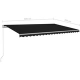vidaXL Ročno zložljiva tenda z LED lučmi 500x350 cm antracitna | Shoptok.si