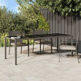 vidaXL vrtna miza siva 250x100x75 cm kaljeno steklo in poli ratan | Shoptok.si