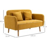  Dvosjed s 2 ukrasna jastuka baršunasta sofa 130x70x80 cm žuta | shoptok.hr