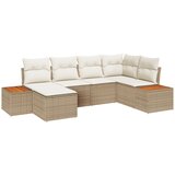 vidaXL Set od 6 vrtnih kauča s jastučićima Bež Poli Ratan Akacija | shoptok.hr