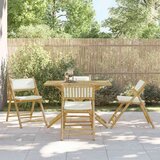 vidaXL 5-dijelni sklopivi bistro set s krem bijelim jastucima bambus | shoptok.hr
