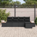  Sjedeća garnitura za vrt s jastukom 6 pcs Crna Poliratana | shoptok.hr