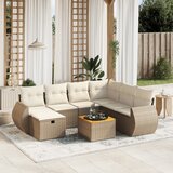 Maison Chic Seti vrtnega pohištva - Vrtna garnitura - Vrtni pohištvo set 8-delna z blazinami bež poli ratan, (21800926) | Shoptok.si