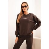 Polski Women's cotton set with Minimal print brown Cene