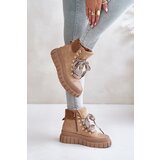 Kesi Women's insulated ankle boots on a platform brown Alcyhen Cene