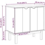 Ormarić za predsoblje OTTA 75 x 40 x 75 cm od masivne borovine | shoptok.hr
