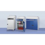 RAU Industrijski pisalnik, z odprtim predelkom nad omaro, širina 650 mm, svetlo siv | Shoptok.si