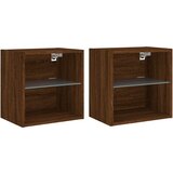  Noćni ormarići s LED svjetlima zidni 2 kom smeđa boja hrasta | shoptok.hr