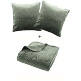 Douceur d intérieur Zelen žameten komplet pregrinjala in prevleke za vzglavnik 240x260 cm Solange – | Shoptok.si