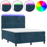  box spring s madracem LED tamnoplavi 140x200 cm baršun | shoptok.hr