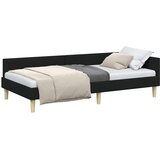 vidaXL Kutni okvir kreveta Crna 90 x 200 cm Tkanina i inženjerska drva | shoptok.hr