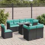  9-dijelni set vrtnih sofa s jastucima crni od poliratana bagrem | shoptok.hr