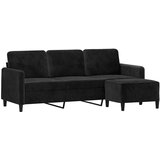  Trosjed s tabureom crni 180 cm baršunasti | shoptok.hr