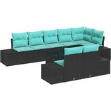 vidaXL Vrtna sedežna garnitura z blazino 9 pcs Črna poli ratan, (5000144418) | Shoptok.si
