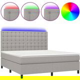  Box spring postelja z vzmetnico LED sv. siva 160x200 cm blago, (20937273) | Shoptok.si