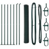 vidaXL Šesterokotna ograja Zelena 0.8x10 m Jeklo, Ograjne palice s osnovnimi ploščami 7 kos Ø32mm 90cm Galvanizirano jeklo | Shoptok.si