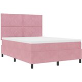 vidaXL Box Spring Krevet s Madracem Ružičasta 160x200 cm Baršun | shoptok.hr