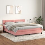 The Living Store Box spring postelja z vzmetnico roza 180x200 cm žamet - Box Spring Postelja, (21437822) Cene