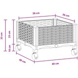  Vrtni saksija s kotačima Smeđa 40 x 40 x 29 cm PP | shoptok.hr
