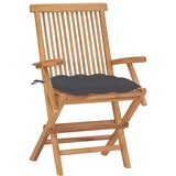 Maison Chic Vrtni stoli - Stol za vrt z antracitnimi blazinami 2 kosa trdna tikovina JS2068, (21876758) | Shoptok.si
