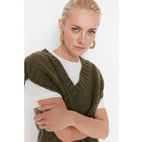 Trendyol Khaki V Neck Knitwear Sweater Cene