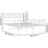  Metalni okvir kreveta uzglavlje i podnožje crni 140x200 cm | shoptok.hr
