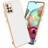 Cadorabo Ohišje, združljiv s Samsungom v sijajnem belem - zlatu - zaščitni pokrov iz fleksibilnega silikona TPU in z zaščito pred kamero, (20593099) Cene