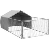 vidaXL Zunanji pasji boks z izpustom 5x2x1,5 m pocinkano jeklo | Shoptok.si