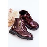 EVENTO Burgundy Patent Leather Zip-Up Ankle Boots Felori | Shoptok.si