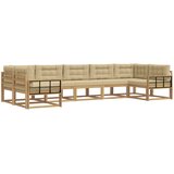  Set vanjskih sofa 7 kom. Bijela i bež Smeđa 404 x 168,5 x 73 cm | shoptok.hr